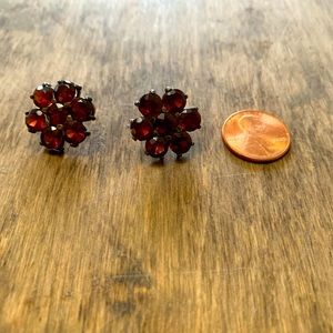 Sterling Silver Victorian Era Clip On Earing Untested Stone Statement Piece